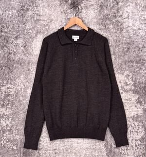 Spier & Mackay Sweater Polo XL Mens Brown 100% Merino Wool Pullover